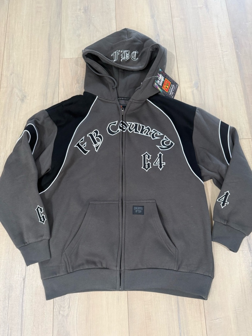 FB County men’s Dark Gray Graphic Zip Hoodie
